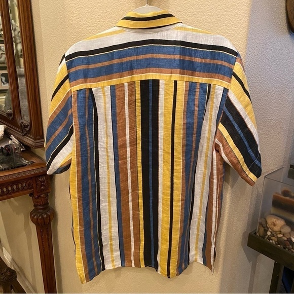 NWT~SANDRO Women Bronx Striped Linen Blend Button Short Sleeve Top Size 3(L) - Picture 6 of 15